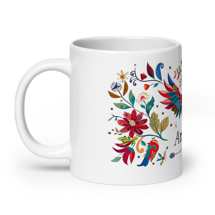 Aranza Exclusive Name Art Piece Home Office Work Coffee Mug Mexican Spanish Pride Gift Cup One - Of - A - Kind Calligraphy White Glossy Mug | A25 - Mexicada