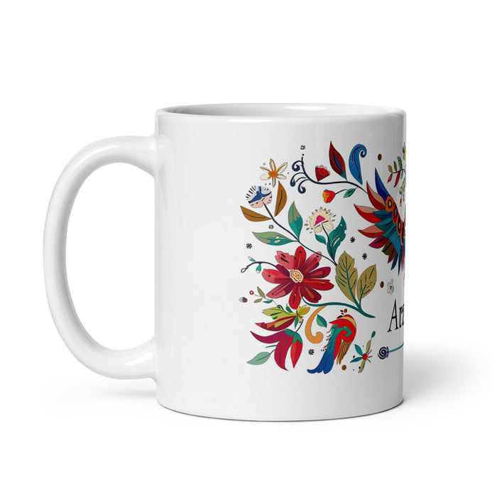 Aranza Exclusive Name Art Piece Home Office Work Coffee Mug Mexican Spanish Pride Gift Cup One - Of - A - Kind Calligraphy White Glossy Mug | A25 - Mexicada