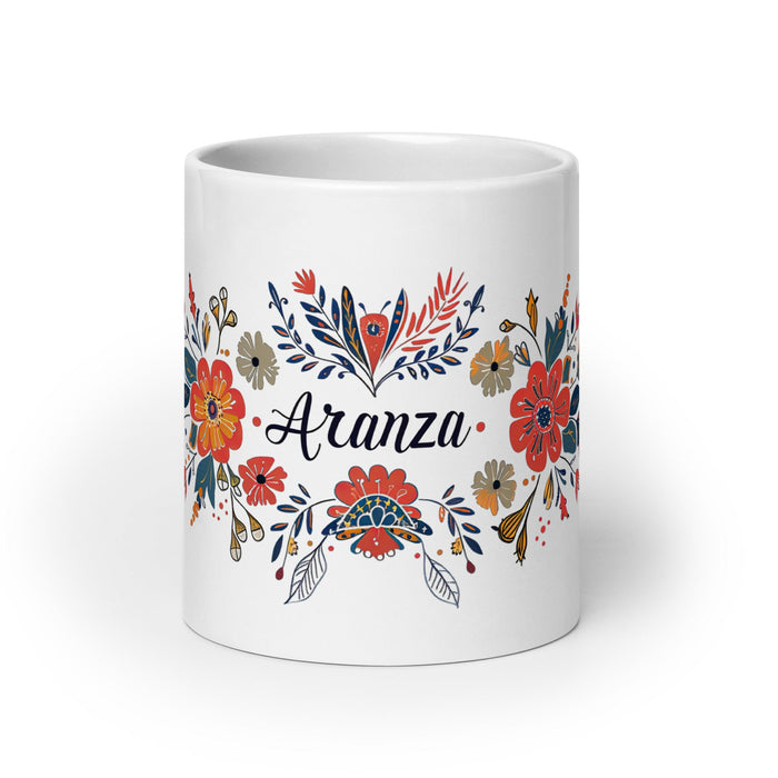 Aranza Exclusive Name Art Piece Home Office Work Coffee Mug Mexican Spanish Pride Gift Cup One - Of - A - Kind Calligraphy White Glossy Mug | A26 - Mexicada