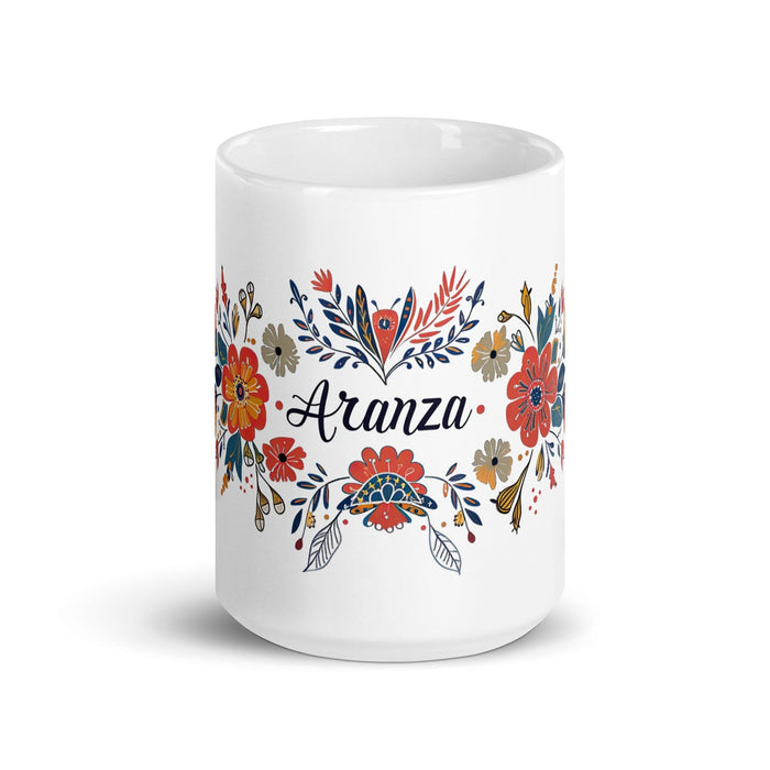 Aranza Exclusive Name Art Piece Home Office Work Coffee Mug Mexican Spanish Pride Gift Cup One - Of - A - Kind Calligraphy White Glossy Mug | A26 - Mexicada