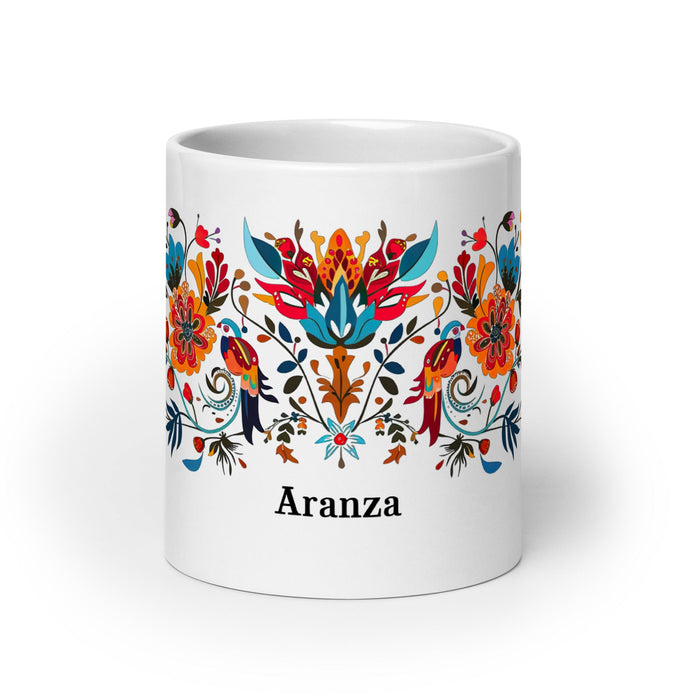 Aranza Exclusive Name Art Piece Home Office Work Coffee Mug Mexican Spanish Pride Gift Cup One - Of - A - Kind Calligraphy White Glossy Mug | A30 - Mexicada