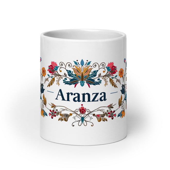 Aranza Exclusive Name Art Piece Home Office Work Coffee Mug Mexican Spanish Pride Gift Cup One - Of - A - Kind Calligraphy White Glossy Mug | A4 - Mexicada