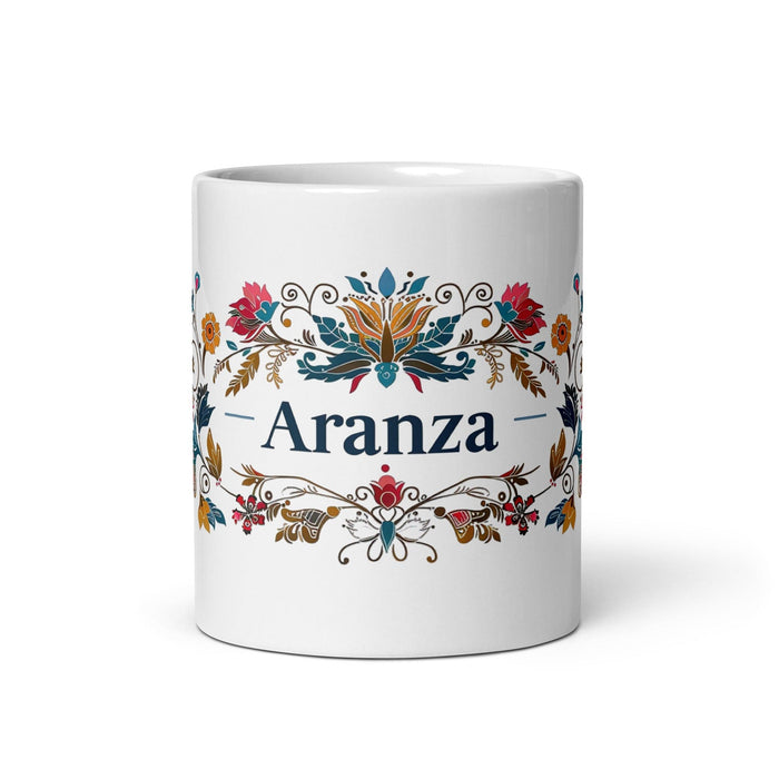 Aranza Exclusive Name Art Piece Home Office Work Coffee Mug Mexican Spanish Pride Gift Cup One-Of-A-Kind Calligraphy White Glossy Mug | A4 Mexicada