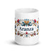 Aranza Exclusive Name Art Piece Home Office Work Coffee Mug Mexican Spanish Pride Gift Cup One-Of-A-Kind Calligraphy White Glossy Mug | A4 Mexicada