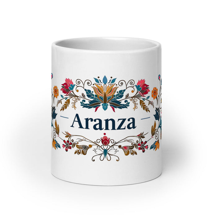 Aranza Exclusive Name Art Piece Home Office Work Coffee Mug Mexican Spanish Pride Gift Cup One-Of-A-Kind Calligraphy White Glossy Mug | A4 Mexicada