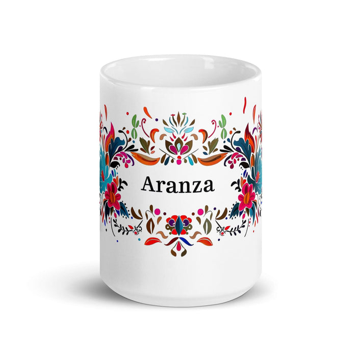 Aranza Exclusive Name Art Piece Home Office Work Coffee Mug Mexican Spanish Pride Gift Cup One-Of-A-Kind Calligraphy White Glossy Mug | A5 Mexicada