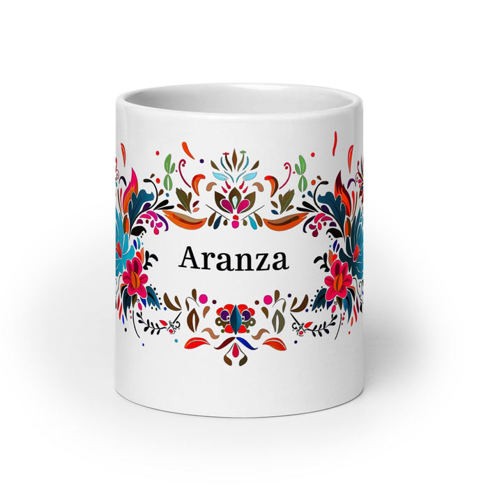 Aranza Exclusive Name Art Piece Home Office Work Coffee Mug Mexican Spanish Pride Gift Cup One-Of-A-Kind Calligraphy White Glossy Mug | A5 Mexicada