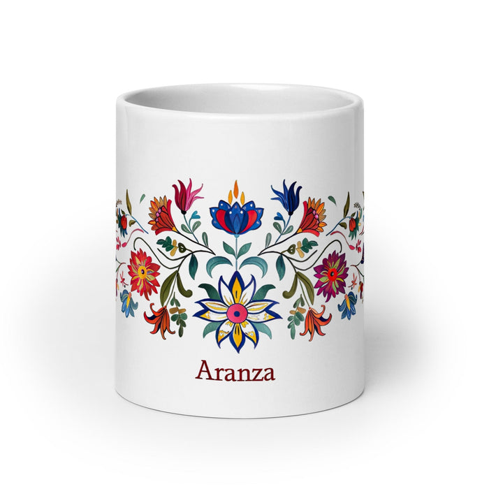 Aranza Exclusive Name Art Piece Home Office Work Coffee Mug Mexican Spanish Pride Gift Cup One-Of-A-Kind Calligraphy White Glossy Mug | A6 Mexicada