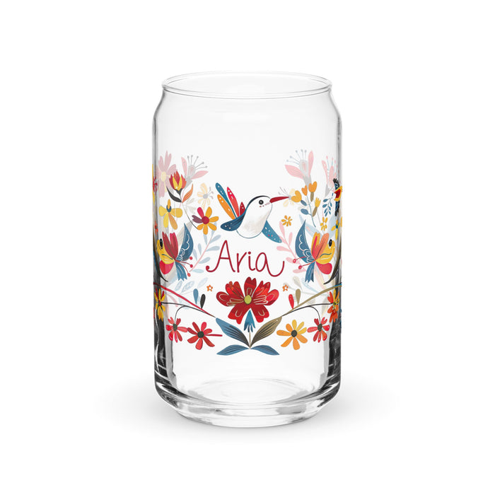 Aria Exclusive Name Art Piece Can - Shaped Glass Home Office Work Mexican Spanish Pride Gift Cup One - Of - A - Kind Calligraphy Glass | A10 - Mexicada