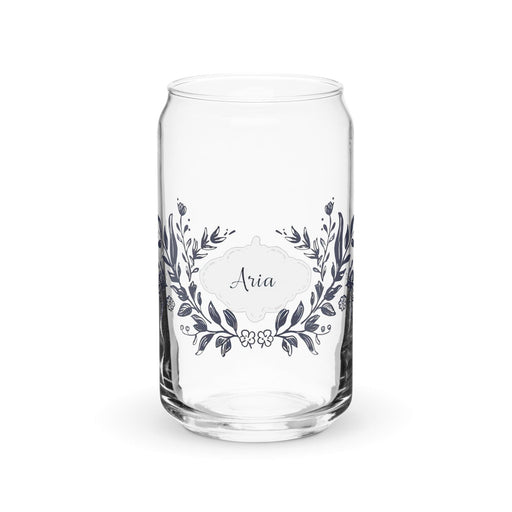 Aria Exclusive Name Art Piece Can-Shaped Glass Home Office Work Mexican Spanish Pride Gift Cup One-Of-A-Kind Calligraphy Glass | A11 Mexicada 16 oz