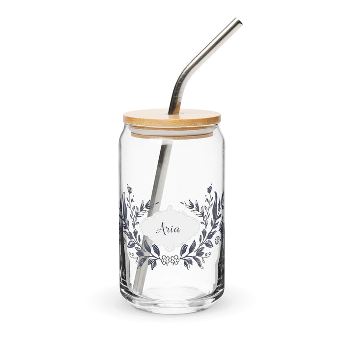 Aria Exclusive Name Art Piece Can-Shaped Glass Home Office Work Mexican Spanish Pride Gift Cup One-Of-A-Kind Calligraphy Glass | A11 Mexicada 16 oz With Lid & Straw