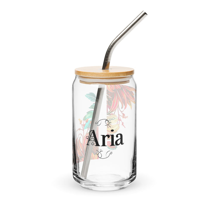 Aria Exclusive Name Art Piece Can - Shaped Glass Home Office Work Mexican Spanish Pride Gift Cup One - Of - A - Kind Calligraphy Glass | A12 - Mexicada