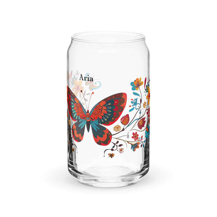 Aria Exclusive Name Art Piece Can - Shaped Glass Home Office Work Mexican Spanish Pride Gift Cup One - Of - A - Kind Calligraphy Glass | A14 - Mexicada