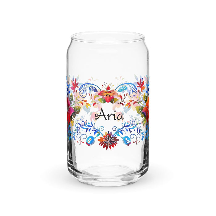 Aria Exclusive Name Art Piece Can-Shaped Glass Home Office Work Mexican Spanish Pride Gift Cup One-Of-A-Kind Calligraphy Glass | A15 Mexicada 16 oz