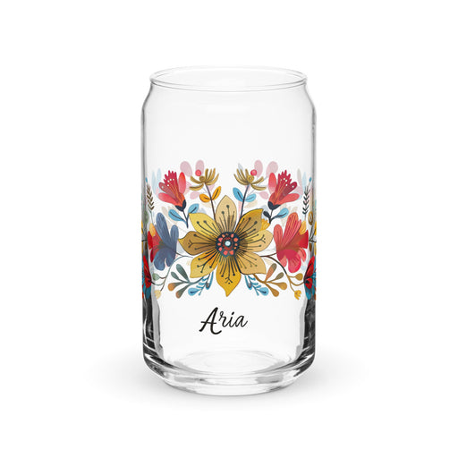 Aria Exclusive Name Art Piece Can - Shaped Glass Home Office Work Mexican Spanish Pride Gift Cup One - Of - A - Kind Calligraphy Glass | A16 - Mexicada