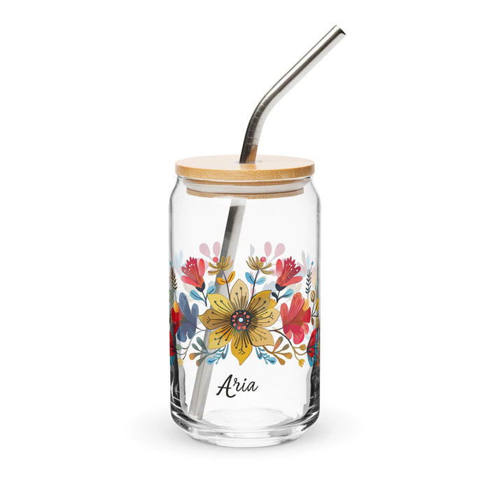 Aria Exclusive Name Art Piece Can-Shaped Glass Home Office Work Mexican Spanish Pride Gift Cup One-Of-A-Kind Calligraphy Glass | A16 Mexicada 16 oz With Lid & Straw