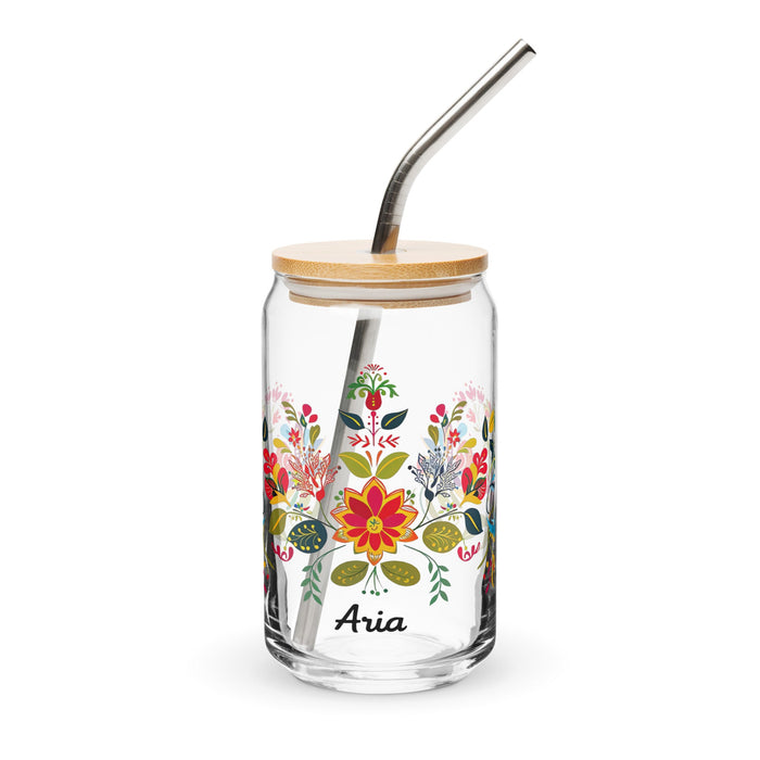 Aria Exclusive Name Art Piece Can - Shaped Glass Home Office Work Mexican Spanish Pride Gift Cup One - Of - A - Kind Calligraphy Glass | A17 - Mexicada