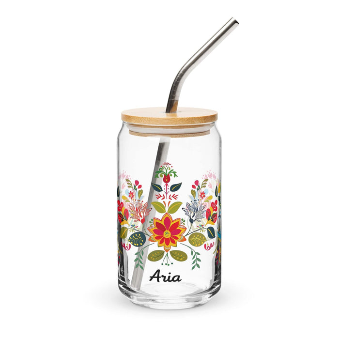 Aria Exclusive Name Art Piece Can-Shaped Glass Home Office Work Mexican Spanish Pride Gift Cup One-Of-A-Kind Calligraphy Glass | A17 Mexicada 16 oz With Lid & Straw