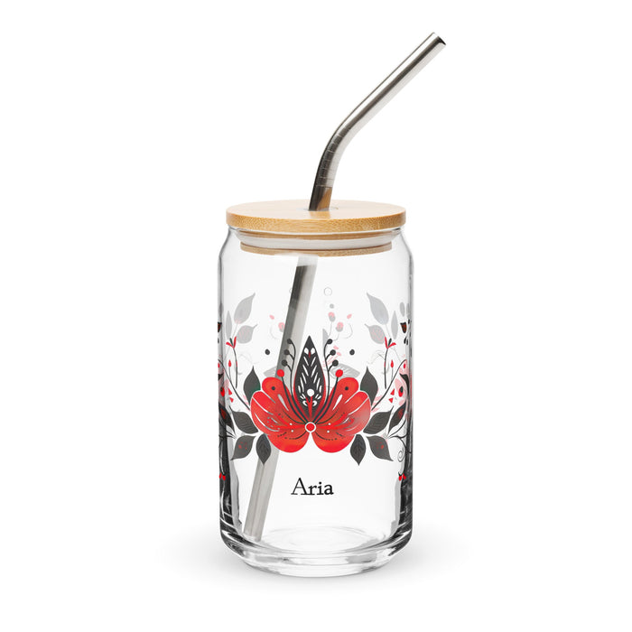 Aria Exclusive Name Art Piece Can - Shaped Glass Home Office Work Mexican Spanish Pride Gift Cup One - Of - A - Kind Calligraphy Glass | A19 - Mexicada