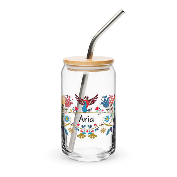 Aria Exclusive Name Art Piece Can - Shaped Glass Home Office Work Mexican Spanish Pride Gift Cup One - Of - A - Kind Calligraphy Glass | A20 - Mexicada