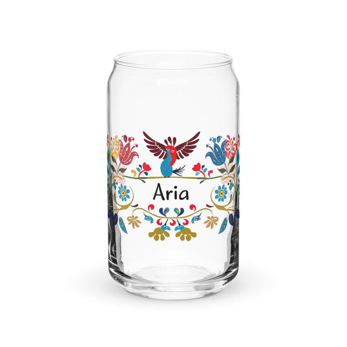 Aria Exclusive Name Art Piece Can - Shaped Glass Home Office Work Mexican Spanish Pride Gift Cup One - Of - A - Kind Calligraphy Glass | A20 - Mexicada