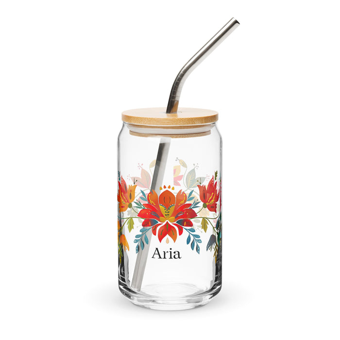 Aria Exclusive Name Art Piece Can - Shaped Glass Home Office Work Mexican Spanish Pride Gift Cup One - Of - A - Kind Calligraphy Glass | A4 - Mexicada