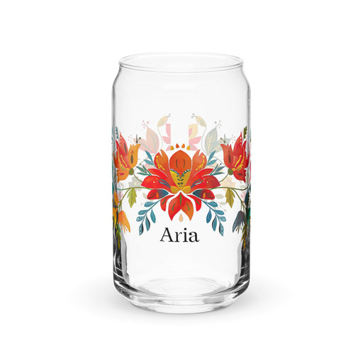 Aria Exclusive Name Art Piece Can - Shaped Glass Home Office Work Mexican Spanish Pride Gift Cup One - Of - A - Kind Calligraphy Glass | A4 - Mexicada