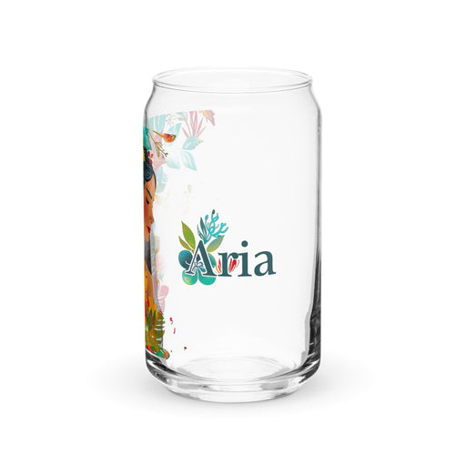 Aria Exclusive Name Art Piece Can - Shaped Glass Home Office Work Mexican Spanish Pride Gift Cup One - Of - A - Kind Calligraphy Glass | A5 - Mexicada