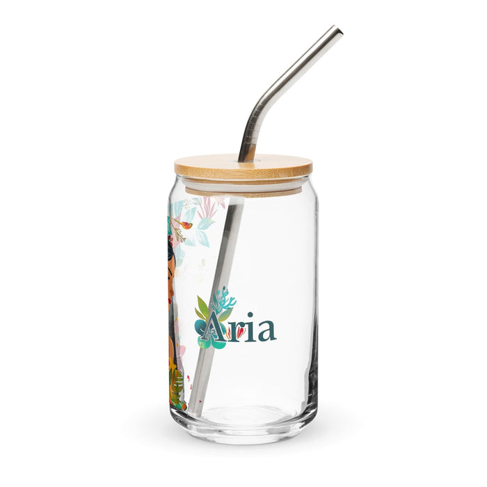 Aria Exclusive Name Art Piece Can - Shaped Glass Home Office Work Mexican Spanish Pride Gift Cup One - Of - A - Kind Calligraphy Glass | A5 - Mexicada