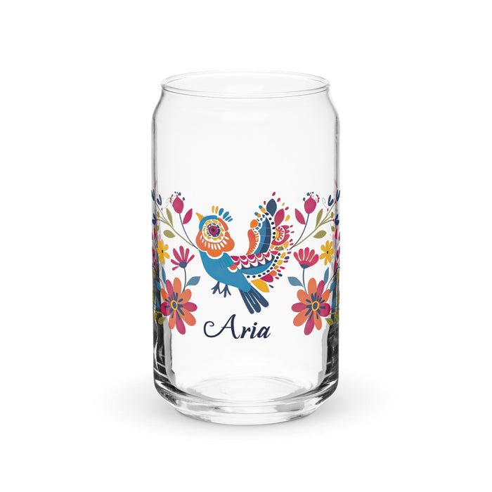 Aria Exclusive Name Art Piece Can - Shaped Glass Home Office Work Mexican Spanish Pride Gift Cup One - Of - A - Kind Calligraphy Glass | A7 - Mexicada