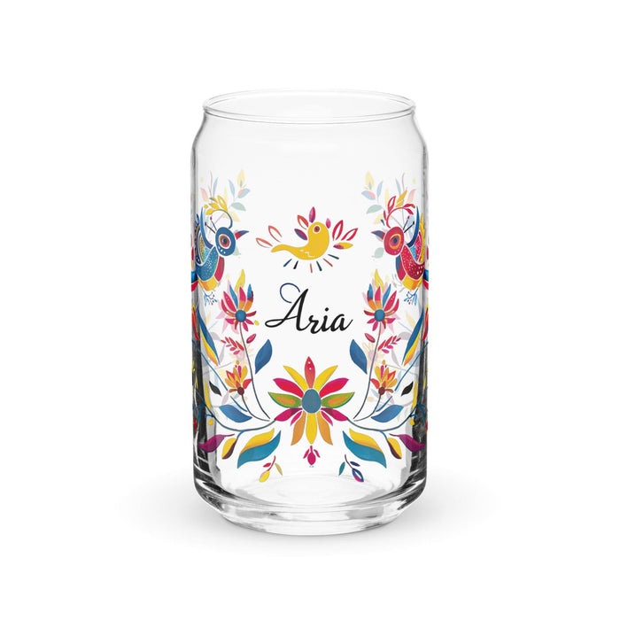 Aria Exclusive Name Art Piece Can-Shaped Glass Home Office Work Mexican Spanish Pride Gift Cup One-Of-A-Kind Calligraphy Glass | A9 Mexicada 16 oz