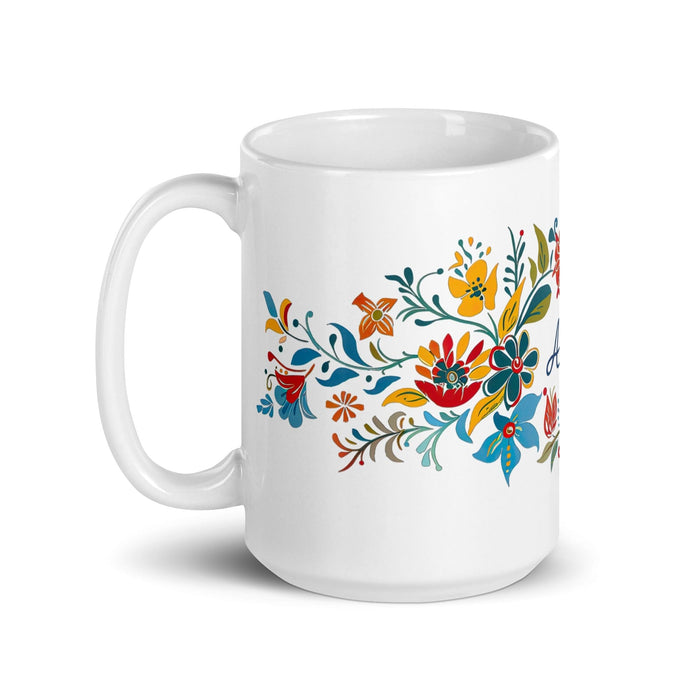 Aria Exclusive Name Art Piece Home Office Work Coffee Mug Mexican Spanish Pride Gift Cup One-Of-A-Kind Calligraphy White Glossy Mug | A1 Mexicada