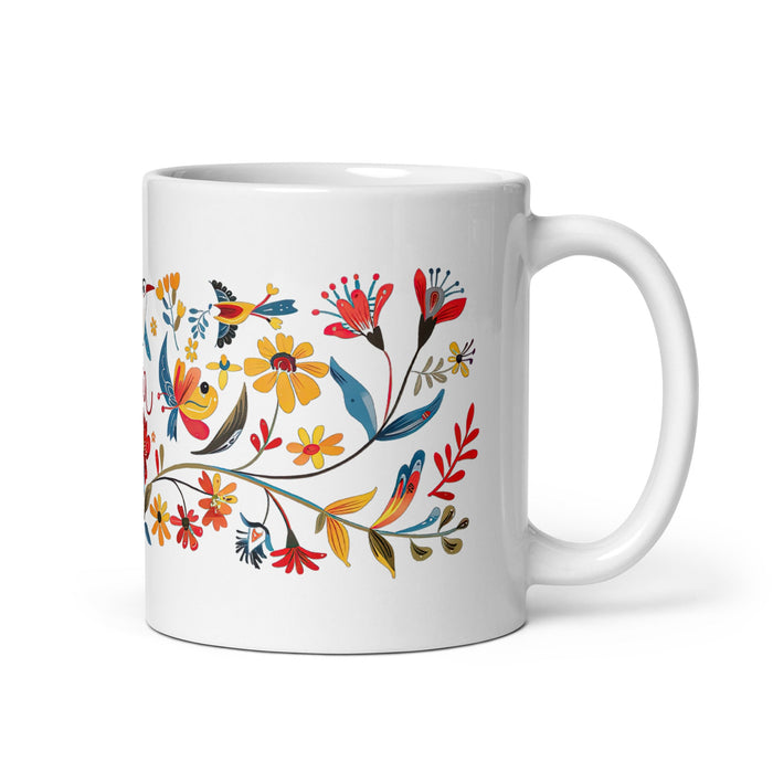 Aria Exclusive Name Art Piece Home Office Work Coffee Mug Mexican Spanish Pride Gift Cup One - Of - A - Kind Calligraphy White Glossy Mug | A10 - Mexicada