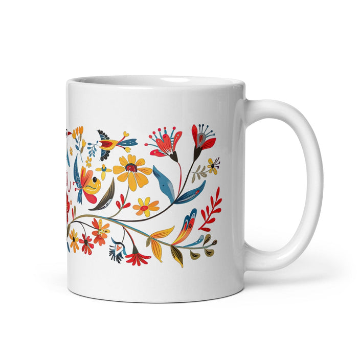 Aria Exclusive Name Art Piece Home Office Work Coffee Mug Mexican Spanish Pride Gift Cup One-Of-A-Kind Calligraphy White Glossy Mug | A10 Mexicada 11 oz