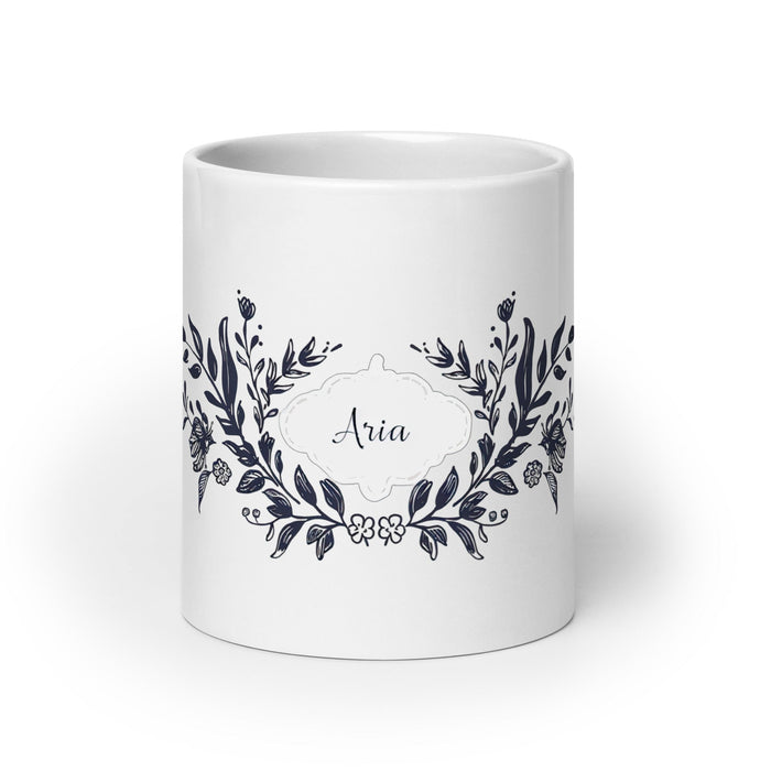 Aria Exclusive Name Art Piece Home Office Work Coffee Mug Mexican Spanish Pride Gift Cup One - Of - A - Kind Calligraphy White Glossy Mug | A11 - Mexicada