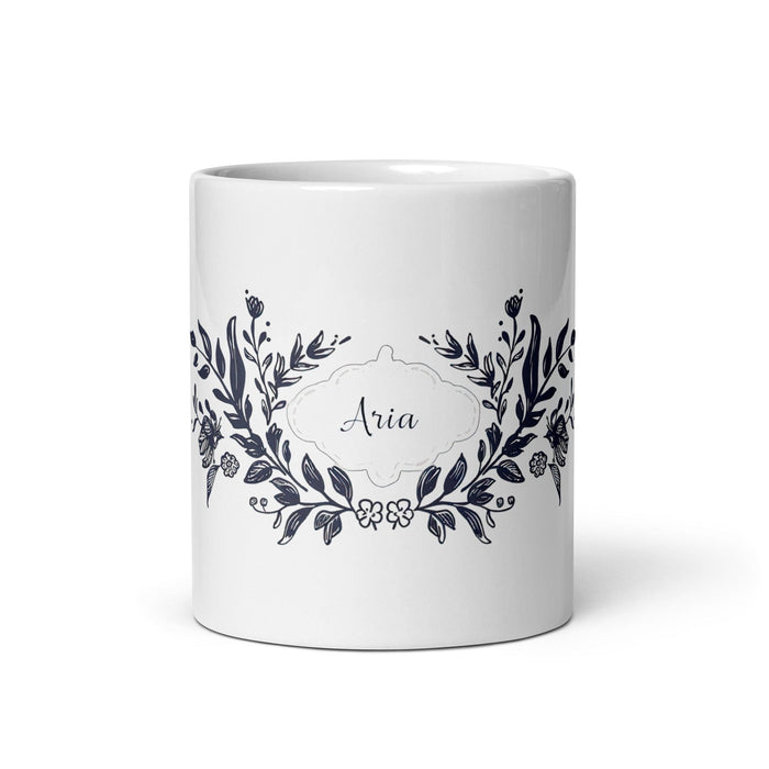 Aria Exclusive Name Art Piece Home Office Work Coffee Mug Mexican Spanish Pride Gift Cup One-Of-A-Kind Calligraphy White Glossy Mug | A11 Mexicada