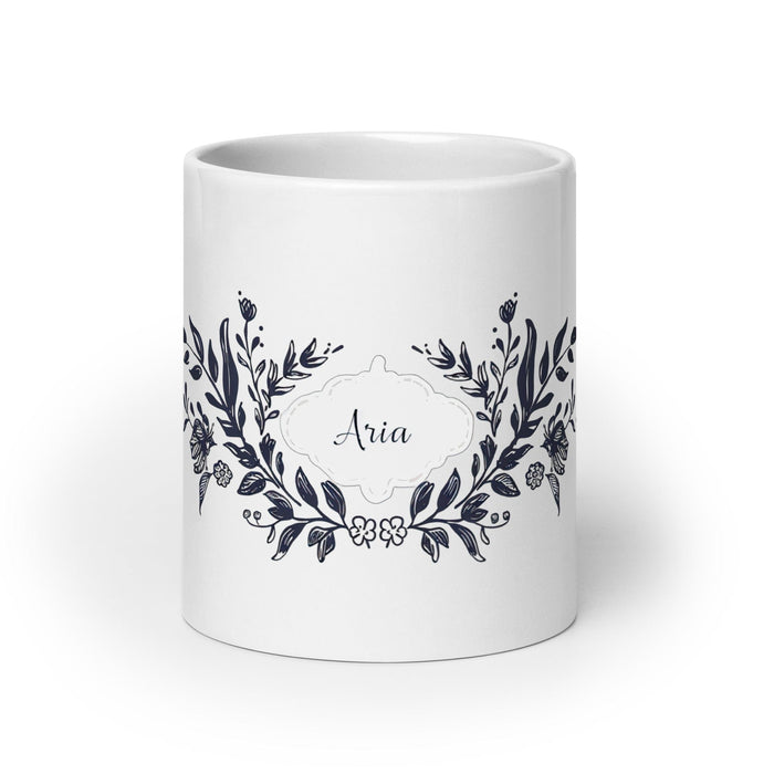 Aria Exclusive Name Art Piece Home Office Work Coffee Mug Mexican Spanish Pride Gift Cup One-Of-A-Kind Calligraphy White Glossy Mug | A11 Mexicada