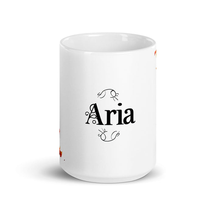 Aria Exclusive Name Art Piece Home Office Work Coffee Mug Mexican Spanish Pride Gift Cup One - Of - A - Kind Calligraphy White Glossy Mug | A12 - Mexicada