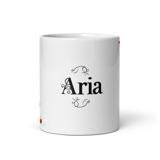 Aria Exclusive Name Art Piece Home Office Work Coffee Mug Mexican Spanish Pride Gift Cup One-Of-A-Kind Calligraphy White Glossy Mug | A12 Mexicada