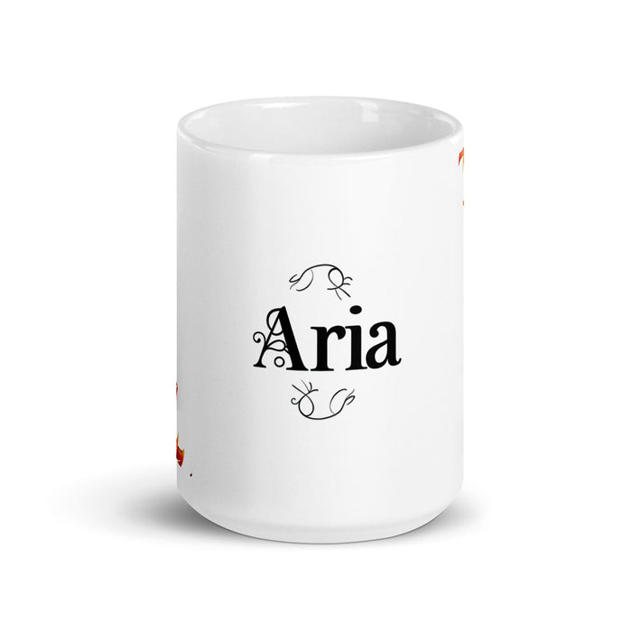 Aria Exclusive Name Art Piece Home Office Work Coffee Mug Mexican Spanish Pride Gift Cup One-Of-A-Kind Calligraphy White Glossy Mug | A12 Mexicada