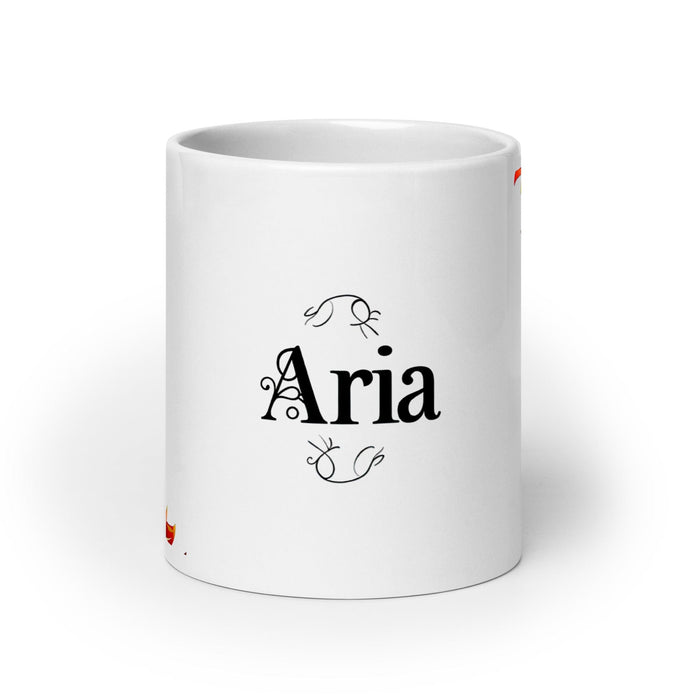 Aria Exclusive Name Art Piece Home Office Work Coffee Mug Mexican Spanish Pride Gift Cup One-Of-A-Kind Calligraphy White Glossy Mug | A12 Mexicada