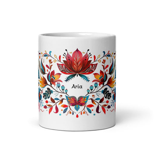 Aria Exclusive Name Art Piece Home Office Work Coffee Mug Mexican Spanish Pride Gift Cup One-Of-A-Kind Calligraphy White Glossy Mug | A13 Mexicada