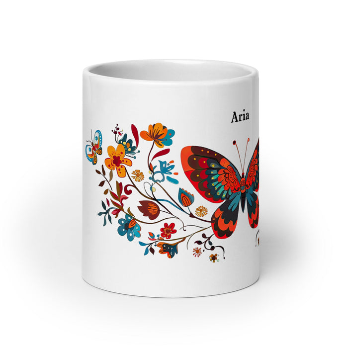 Aria Exclusive Name Art Piece Home Office Work Coffee Mug Mexican Spanish Pride Gift Cup One - Of - A - Kind Calligraphy White Glossy Mug | A14 - Mexicada