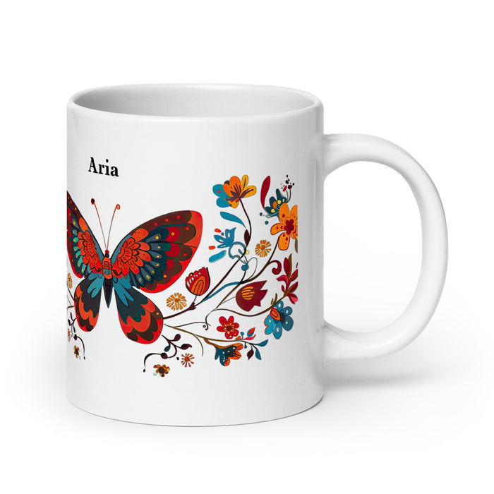 Aria Exclusive Name Art Piece Home Office Work Coffee Mug Mexican Spanish Pride Gift Cup One - Of - A - Kind Calligraphy White Glossy Mug | A14 - Mexicada