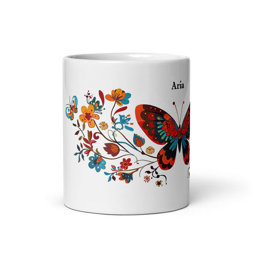 Aria Exclusive Name Art Piece Home Office Work Coffee Mug Mexican Spanish Pride Gift Cup One-Of-A-Kind Calligraphy White Glossy Mug | A14 Mexicada