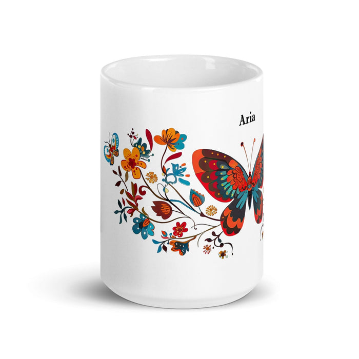 Aria Exclusive Name Art Piece Home Office Work Coffee Mug Mexican Spanish Pride Gift Cup One-Of-A-Kind Calligraphy White Glossy Mug | A14 Mexicada