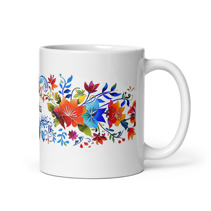 Aria Exclusive Name Art Piece Home Office Work Coffee Mug Mexican Spanish Pride Gift Cup One - Of - A - Kind Calligraphy White Glossy Mug | A15 - Mexicada