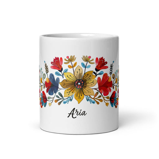 Aria Exclusive Name Art Piece Home Office Work Coffee Mug Mexican Spanish Pride Gift Cup One - Of - A - Kind Calligraphy White Glossy Mug | A16 - Mexicada