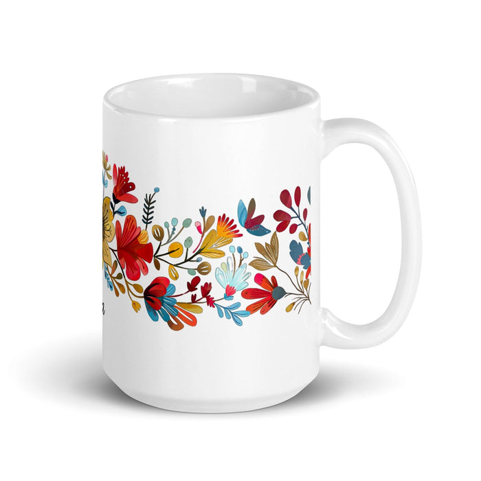 Aria Exclusive Name Art Piece Home Office Work Coffee Mug Mexican Spanish Pride Gift Cup One-Of-A-Kind Calligraphy White Glossy Mug | A16 Mexicada 15 oz