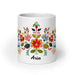 Aria Exclusive Name Art Piece Home Office Work Coffee Mug Mexican Spanish Pride Gift Cup One - Of - A - Kind Calligraphy White Glossy Mug | A17 - Mexicada